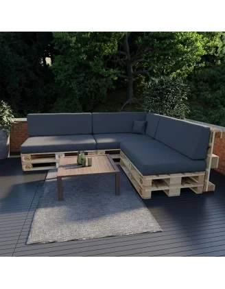 Set di 8 Cuscini per Pallet 120x80 + 120x40 Antracite