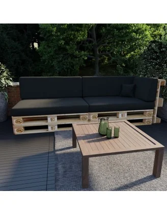 Set di 6 Cuscini per Pallet 120x80 + 120x40 Nero