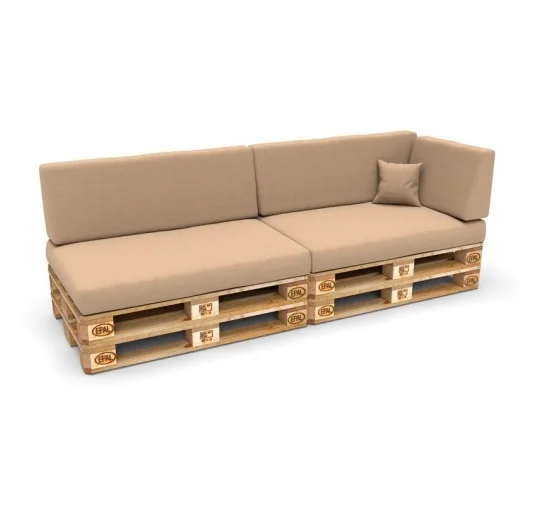 Set di 6 Cuscini per Pallet 120x80 + 120x40 Beige