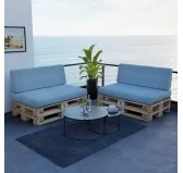 Set di 2 Cuscini per Pallet 120x80 + 120x40 Blu Set di 2 Cuscini per Pallet 120x80 + 120x40 Blu