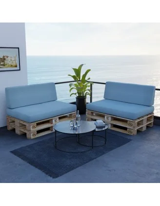 Set di 2 Cuscini per Pallet 120x80 + 120x40 Blu