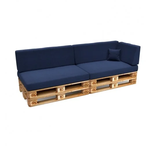 Set di 6 Cuscini per Pallet 120x80 + 120x40 Blu Scuro