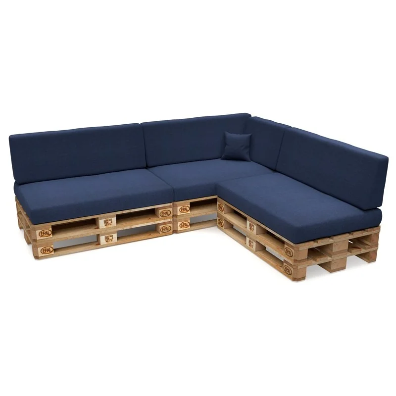 Set di 8 Cuscini per Pallet 120x80 + 120x40 Blu Scuro Set di 8 Cuscini per Pallet 120x80 + 120x40 Blu Scuro