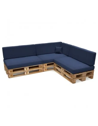 Set di 8 Cuscini per Pallet 120x80 + 120x40 Blu Scuro