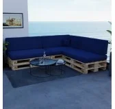 Set di 8 Cuscini per Pallet 120x80 + 120x40 Blu Scuro Set di 8 Cuscini per Pallet 120x80 + 120x40 Blu Scuro