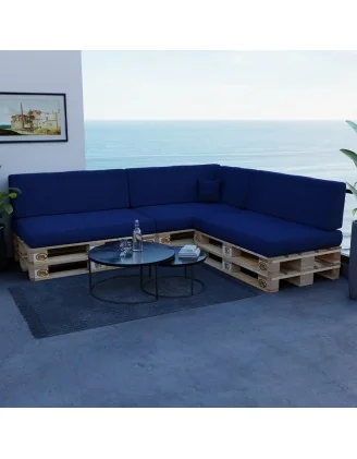 Set di 8 Cuscini per Pallet 120x80 + 120x40 Blu Scuro