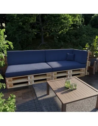 Cuscino Laterale per pallet da giardino 60x40x20/10 Blu Scuro