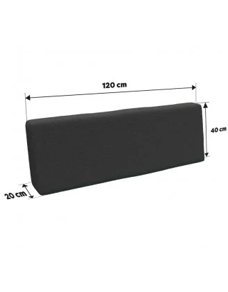 Set 2 copricuscini per pallet: seduta 120x80 + schienale 120x40 cm, Antracite