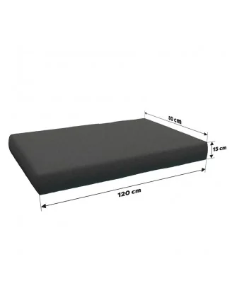 Set 2 copricuscini per pallet: seduta 120x80 + schienale 120x40 cm, Antracite