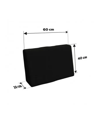 Copricuscino 60x40 cm per cuscino laterale pallet, Nero