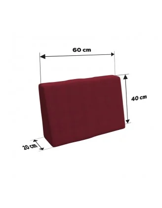 Copricuscino 60x40 cm per cuscino laterale pallet, Bordeaux