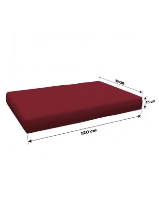 Set 2 copricuscini per pallet: seduta 120x80 + schienale 120x40 cm, Bordeaux